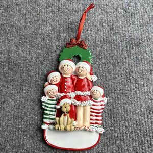 Christmas Holiday Ornament Family‎ Of Five And Dog Can Be Personalized New